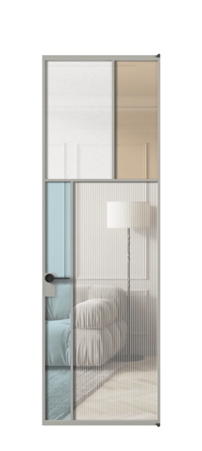 Межкомнатная дверь Мозаик АЛПЛ041.22 Алюминий нейтральный серый Комбинация стекол Группы 1 и Группы 3 Цена 180460 ₽ | Volhovec