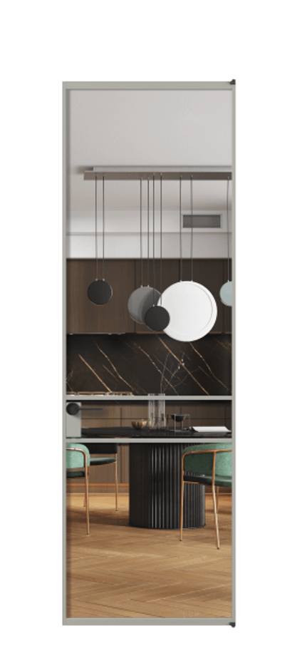 Алюминиевая дверь АЛПЛ040.02 Алюминий нейтральный серый Прозрачное стекло "Кристал Вижн", калёное Цена 151770  | Volhovec