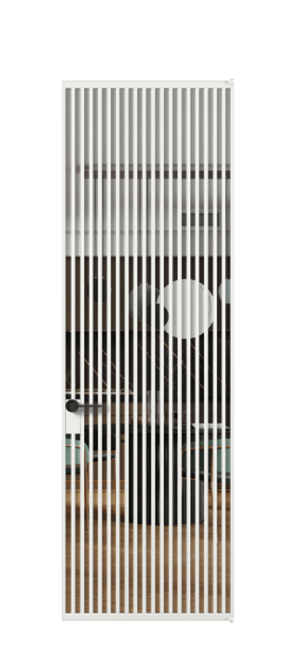 Алюминиевая дверь АЛПЛ040.06 Алюминий белоснежный Прозрачное стекло "Кристал Вижн", калёное Цена 238670  | Volhovec