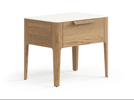 Мебель Тумба прикроватная Пьега 1 ящик. Цвет Дуб мускатный матовый. Материал Массив дуба матовый. Коллекция Тумба прикроватная Пьега 1 ящик. Картинка.