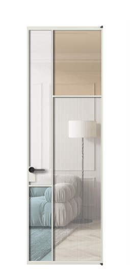 Дверь межкомнатная АЛПЛ041.11 АСР 4 стекла. Цвет Алюминий серый. Материал Алюминий в эмали. Коллекция Мозаик. Картинка.