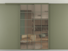 Перегородка Формато вдоль стены на потолок 2 створки с синхронным механизмом